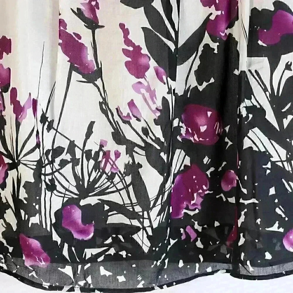 Dalia Collection Size 10 Silk/Cotton white/purple/black floral skirt - Picture 4 of 11